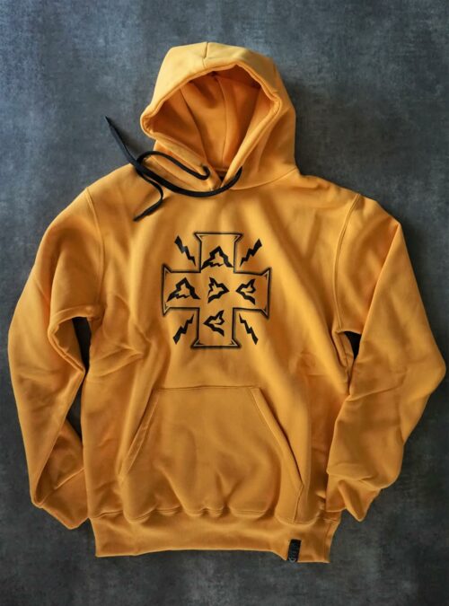 heavy hooded sweatshirt, manufactured with very resistant fabric